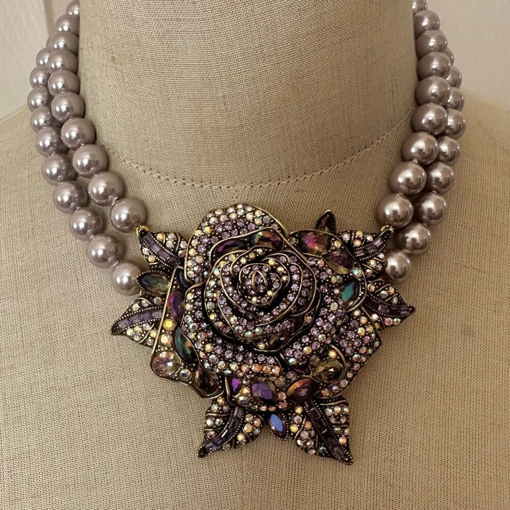 Heidi Daus x Disney Beauty and the Beast Rose Statement Necklace